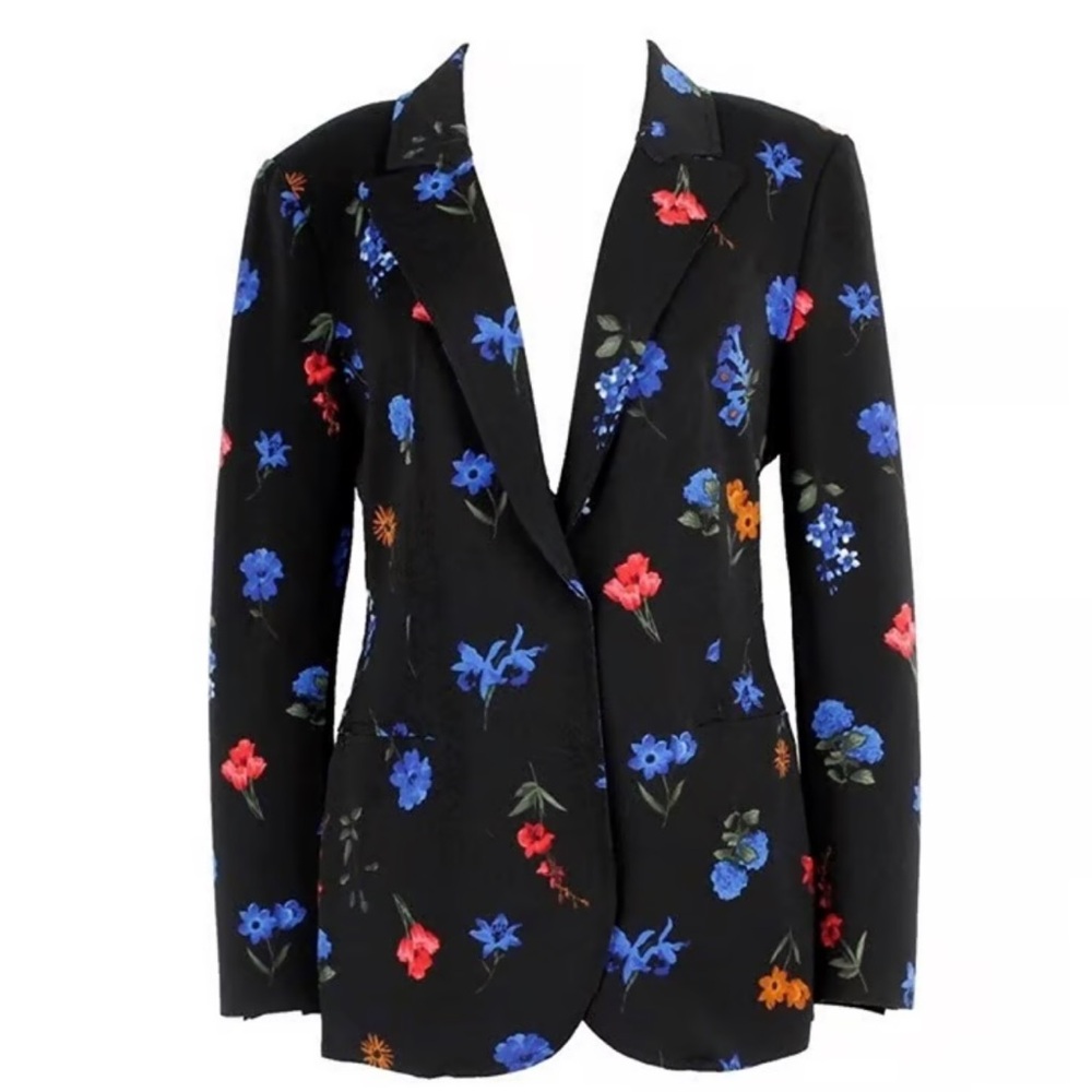 Tahari Black Blazer with Colorful Floral Design *size 8*